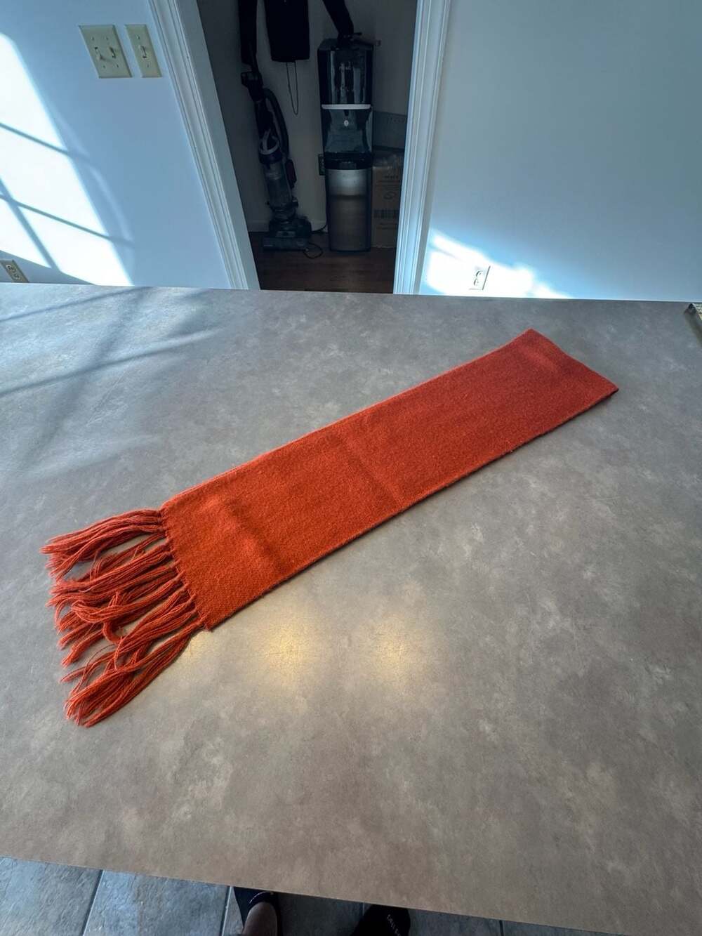 Burnt Orange Knit Fringe Winter Scarf